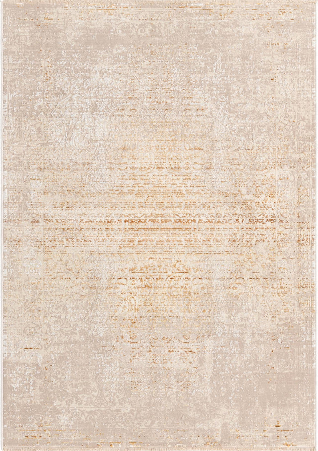 Ivory and Gold 4' x 5' 10 Deepa Rectangle Area Rug 100% Polyester Colorful Modern Contemporary Carpet for Home Decorating Living, Dining, Office & Bedrooms for Sale at Rug Engine