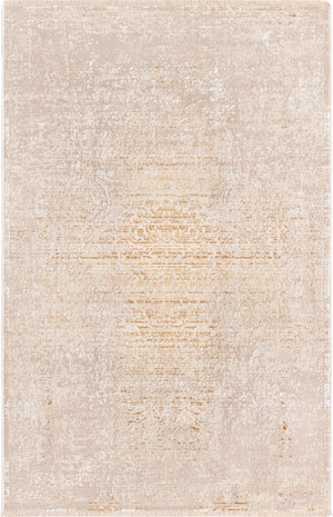 Ivory and Gold 3' 3 x 5' Deepa Rectangle Area Rug 100% Polyester Colorful Modern Contemporary Carpet for Home Decorating Living, Dining, Office & Bedrooms for Sale at Rug Engine