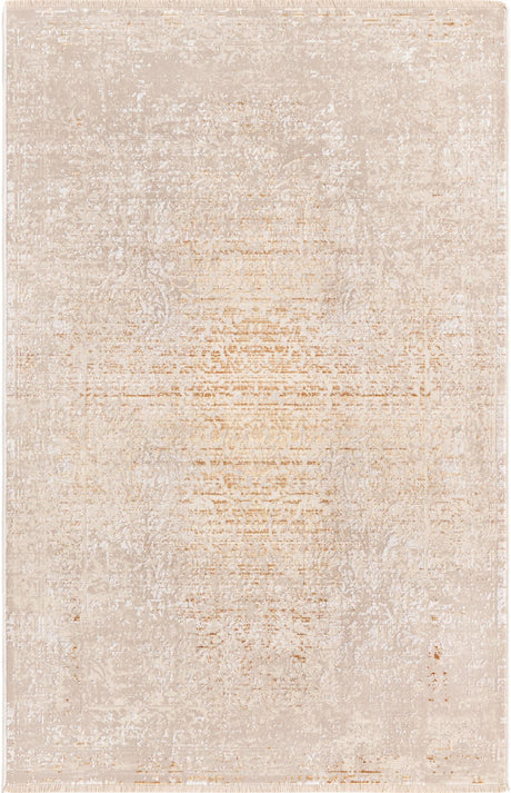 Ivory and Gold 3' 3 x 5' Deepa Rectangle Area Rug 100% Polyester Colorful Modern Contemporary Carpet for Home Decorating Living, Dining, Office & Bedrooms for Sale at Rug Engine