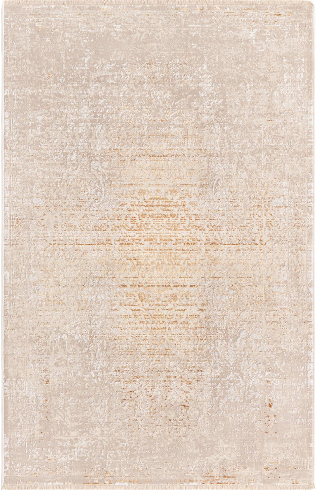 Ivory and Gold 3' 3 x 5' Deepa Rectangle Area Rug 100% Polyester Colorful Modern Contemporary Carpet for Home Decorating Living, Dining, Office & Bedrooms for Sale at Rug Engine