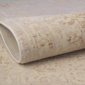 Ivory and Gold 7' 10 x 7' 10 Deepa Square Area Rug 100% Polyester Colorful Modern Contemporary Carpet for Home Decorating Living, Dining, Office & Bedrooms for Sale at Rug Engine