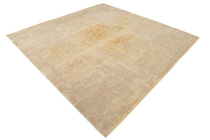 Ivory and Gold 7' 10 x 7' 10 Deepa Square Area Rug 100% Polyester Colorful Modern Contemporary Carpet for Home Decorating Living, Dining, Office & Bedrooms for Sale at Rug Engine