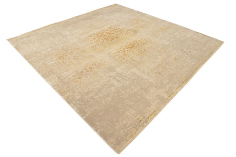 Ivory and Gold 7' 10 x 7' 10 Deepa Square Area Rug 100% Polyester Colorful Modern Contemporary Carpet for Home Decorating Living, Dining, Office & Bedrooms for Sale at Rug Engine