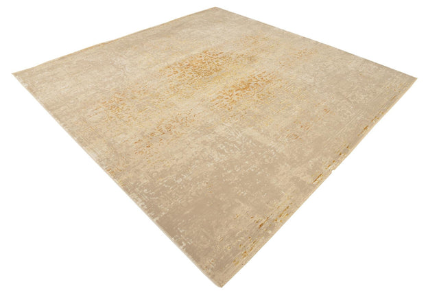 Ivory and Gold 7' 10 x 7' 10 Deepa Square Area Rug 100% Polyester Colorful Modern Contemporary Carpet for Home Decorating Living, Dining, Office & Bedrooms for Sale at Rug Engine