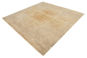 Ivory and Gold 7' 10 x 7' 10 Deepa Square Area Rug 100% Polyester Colorful Modern Contemporary Carpet for Home Decorating Living, Dining, Office & Bedrooms for Sale at Rug Engine