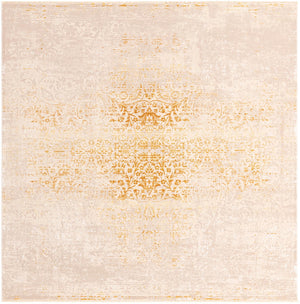 Ivory and Gold 7' 10 x 7' 10 Deepa Square Area Rug 100% Polyester Colorful Modern Contemporary Carpet for Home Decorating Living, Dining, Office & Bedrooms for Sale at Rug Engine