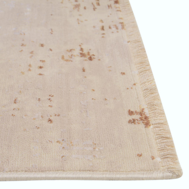 Ivory and Gold 7' 10 x 7' 10 Deepa Octagon Area Rug 100% Polyester Colorful Modern Contemporary Carpet for Home Decorating Living, Dining, Office & Bedrooms for Sale at Rug Engine