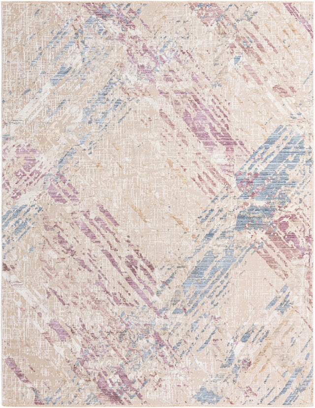 Ivory and Gray 9' x 11' 7 Deepa Rectangle Area Rug 100% Polyester Colorful Modern Contemporary Carpet for Home Decorating Living, Dining, Office & Bedrooms for Sale at Rug Engine