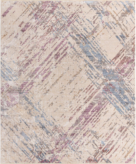 Ivory and Gray 7' 10 x 9' 8 Deepa Rectangle Area Rug 100% Polyester Colorful Modern Contemporary Carpet for Home Decorating Living, Dining, Office & Bedrooms for Sale at Rug Engine