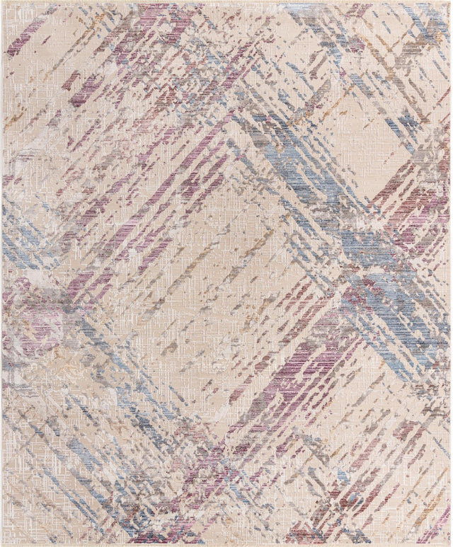 Ivory and Gray 7' 10 x 9' 8 Deepa Rectangle Area Rug 100% Polyester Colorful Modern Contemporary Carpet for Home Decorating Living, Dining, Office & Bedrooms for Sale at Rug Engine