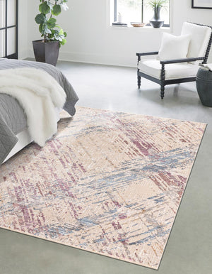 Ivory and Gray 9' x 11' 7 Deepa Rectangle Area Rug 100% Polyester Colorful Modern Contemporary Carpet for Home Decorating Living, Dining, Office & Bedrooms for Sale at Rug Engine