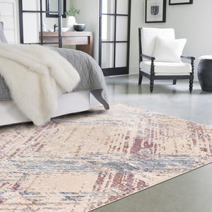 Ivory and Gray 5' 3 x 7' 9 Deepa Rectangle Area Rug 100% Polyester Colorful Modern Contemporary Carpet for Home Decorating Living, Dining, Office & Bedrooms for Sale at Rug Engine