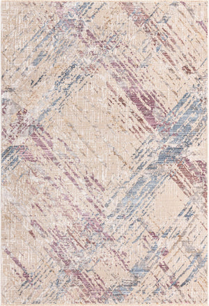Ivory and Gray 5' 3 x 7' 9 Deepa Rectangle Area Rug 100% Polyester Colorful Modern Contemporary Carpet for Home Decorating Living, Dining, Office & Bedrooms for Sale at Rug Engine