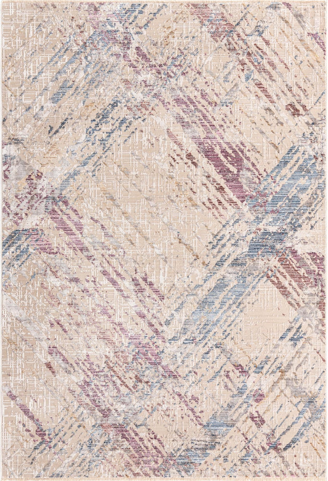 Ivory and Gray 5' 3 x 7' 9 Deepa Rectangle Area Rug 100% Polyester Colorful Modern Contemporary Carpet for Home Decorating Living, Dining, Office & Bedrooms for Sale at Rug Engine