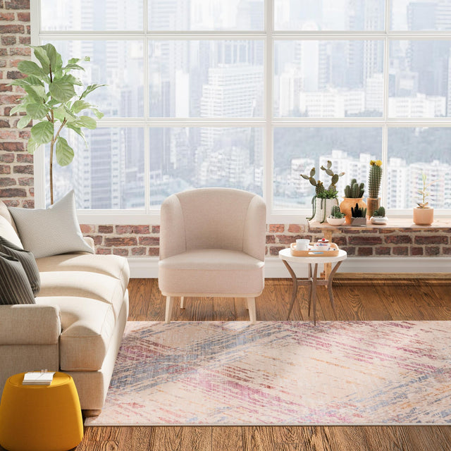 Ivory and Gray 7' 10 x 7' 10 Deepa Square Area Rug 100% Polyester Colorful Modern Contemporary Carpet for Home Decorating Living, Dining, Office & Bedrooms for Sale at Rug Engine