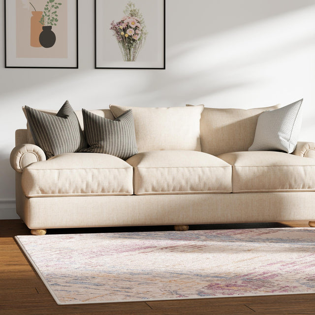 Ivory and Gray 7' 10 x 7' 10 Deepa Square Area Rug 100% Polyester Colorful Modern Contemporary Carpet for Home Decorating Living, Dining, Office & Bedrooms for Sale at Rug Engine