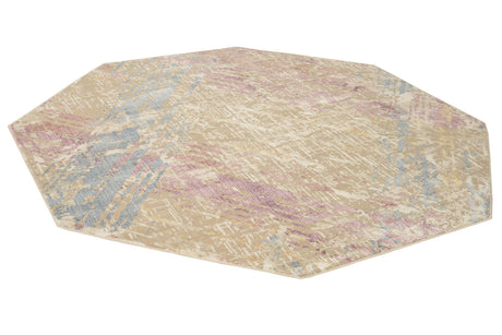 Ivory and Gray 7' 10 x 7' 10 Deepa Octagon Area Rug 100% Polyester Colorful Modern Contemporary Carpet for Home Decorating Living, Dining, Office & Bedrooms for Sale at Rug Engine