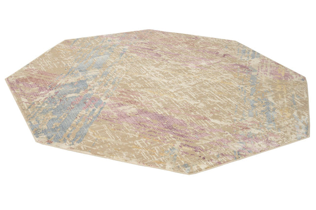 Ivory and Gray 7' 10 x 7' 10 Deepa Octagon Area Rug 100% Polyester Colorful Modern Contemporary Carpet for Home Decorating Living, Dining, Office & Bedrooms for Sale at Rug Engine