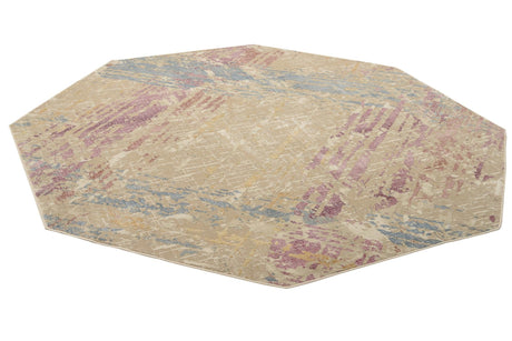 Ivory and Gray 7' 10 x 7' 10 Deepa Octagon Area Rug 100% Polyester Colorful Modern Contemporary Carpet for Home Decorating Living, Dining, Office & Bedrooms for Sale at Rug Engine