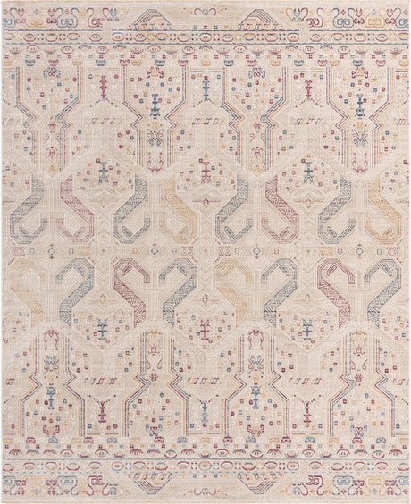 Ivory 7' 10 x 9' 8 Deepa Rectangle Area Rug 100% Polyester Colorful Modern Contemporary Carpet for Home Decorating Living, Dining, Office & Bedrooms for Sale at Rug Engine