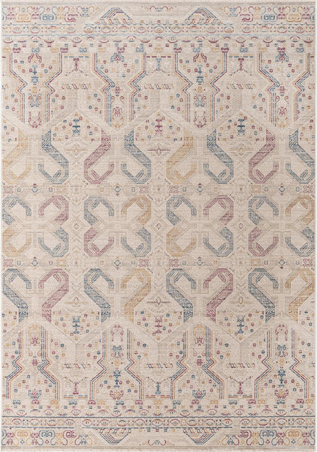 Ivory 6' x 8' 9 Deepa Rectangle Area Rug 100% Polyester Colorful Modern Contemporary Carpet for Home Decorating Living, Dining, Office & Bedrooms for Sale at Rug Engine