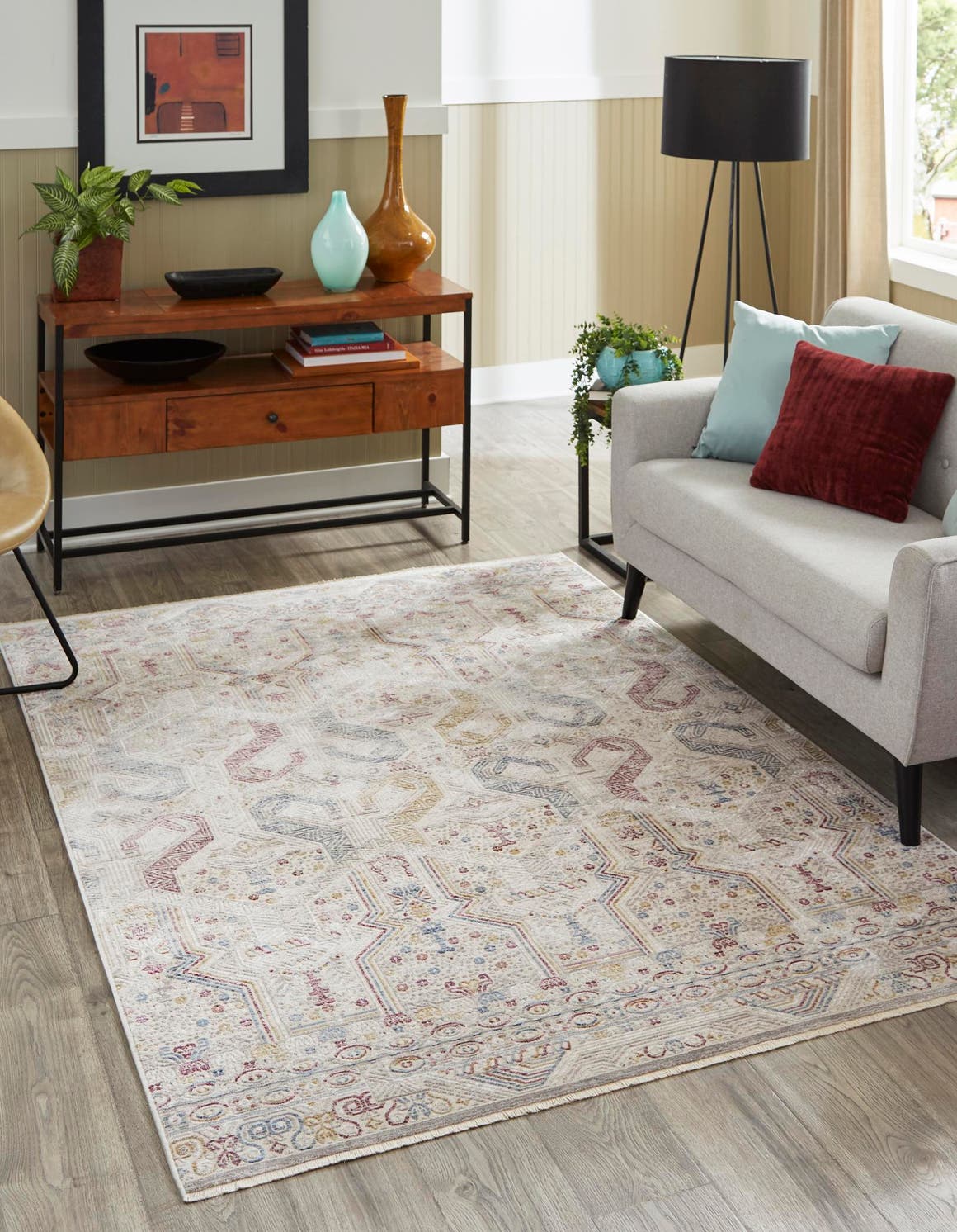 Ivory 10' x 13' 8 Deepa Rectangle Area Rug 100% Polyester Colorful Modern Contemporary Carpet for Home Decorating Living, Dining, Office & Bedrooms for Sale at Rug Engine