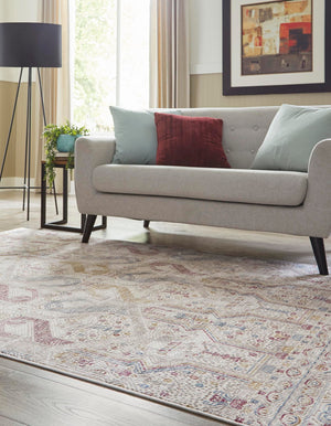 Ivory 7' 10 x 9' 8 Deepa Rectangle Area Rug 100% Polyester Colorful Modern Contemporary Carpet for Home Decorating Living, Dining, Office & Bedrooms for Sale at Rug Engine