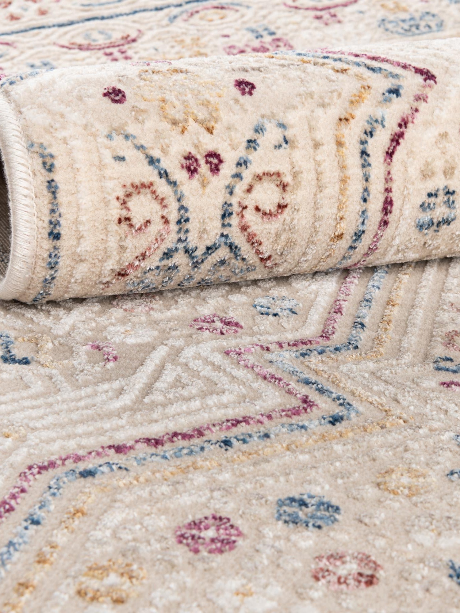 Ivory 7' 10 x 9' 8 Deepa Rectangle Area Rug 100% Polyester Colorful Modern Contemporary Carpet for Home Decorating Living, Dining, Office & Bedrooms for Sale at Rug Engine