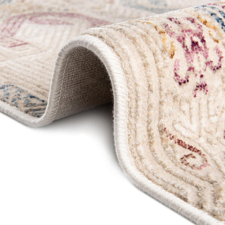 Ivory 5' 3 x 7' 9 Deepa Rectangle Area Rug 100% Polyester Colorful Modern Contemporary Carpet for Home Decorating Living, Dining, Office & Bedrooms for Sale at Rug Engine