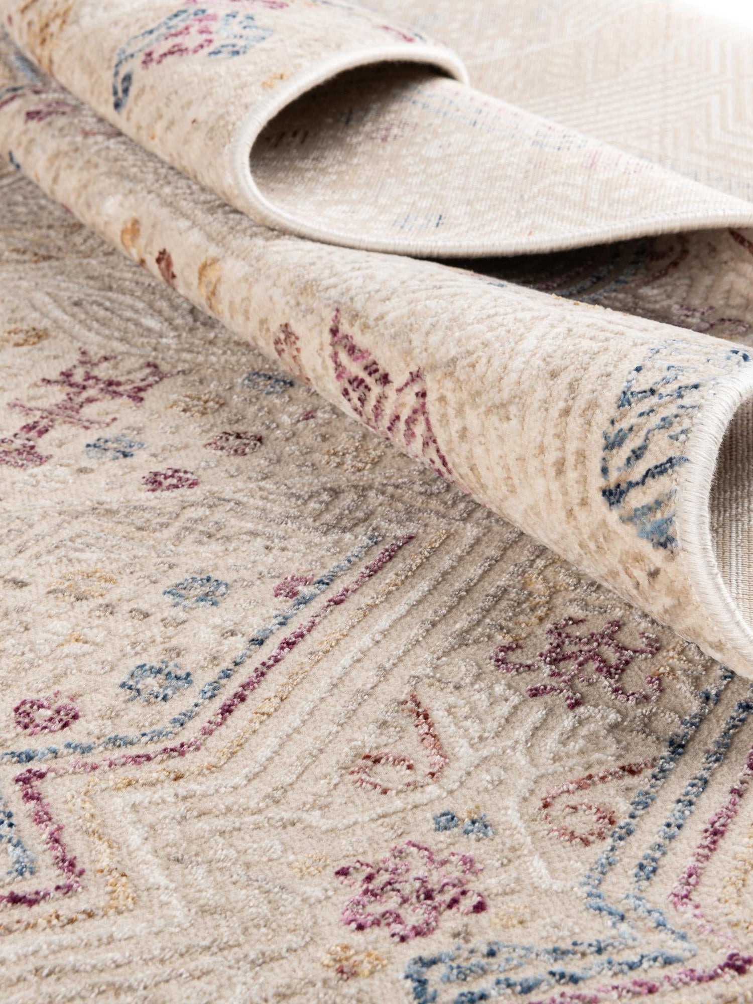 Ivory 5' 3 x 7' 9 Deepa Rectangle Area Rug 100% Polyester Colorful Modern Contemporary Carpet for Home Decorating Living, Dining, Office & Bedrooms for Sale at Rug Engine