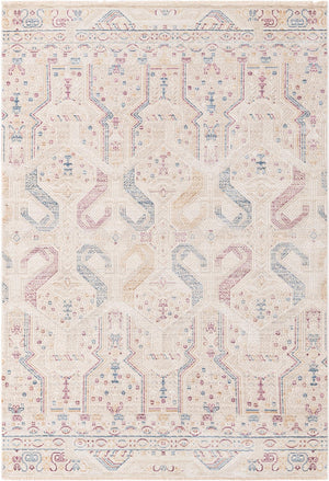 Ivory 5' 3 x 7' 9 Deepa Rectangle Area Rug 100% Polyester Colorful Modern Contemporary Carpet for Home Decorating Living, Dining, Office & Bedrooms for Sale at Rug Engine