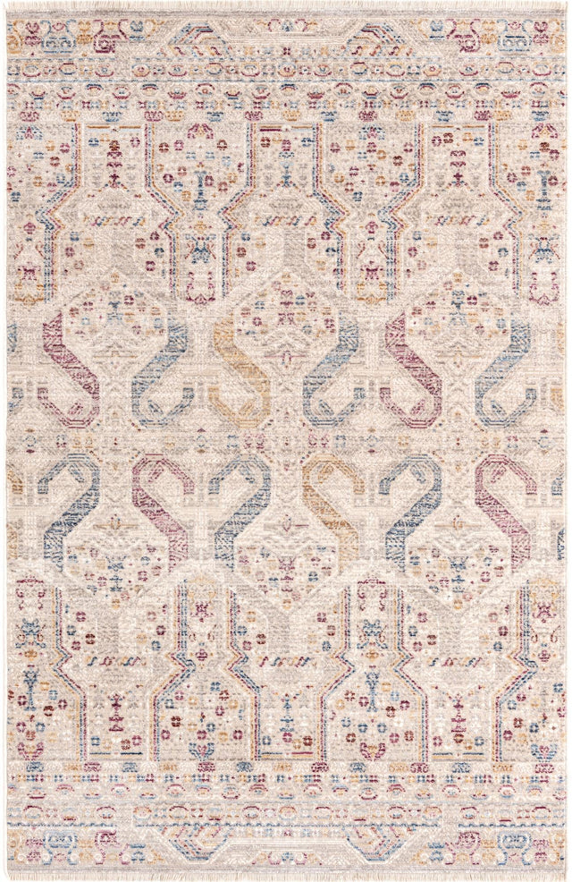Ivory 3' 3 x 5' Deepa Rectangle Area Rug 100% Polyester Colorful Modern Contemporary Carpet for Home Decorating Living, Dining, Office & Bedrooms for Sale at Rug Engine