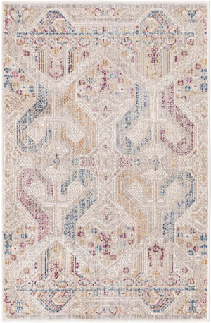 Ivory 2' x 3' Deepa Rectangle Area Rug 100% Polyester Colorful Modern Contemporary Carpet for Home Decorating Living, Dining, Office & Bedrooms for Sale at Rug Engine