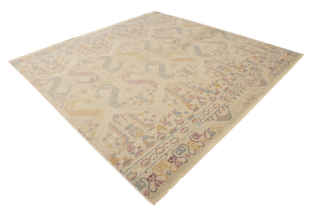 Ivory 7' 10 x 7' 10 Deepa Square Area Rug 100% Polyester Colorful Modern Contemporary Carpet for Home Decorating Living, Dining, Office & Bedrooms for Sale at Rug Engine