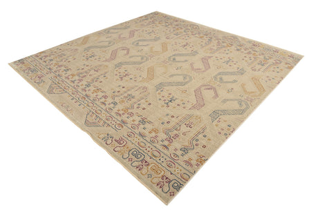 Ivory 7' 10 x 7' 10 Deepa Square Area Rug 100% Polyester Colorful Modern Contemporary Carpet for Home Decorating Living, Dining, Office & Bedrooms for Sale at Rug Engine