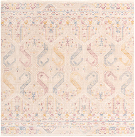 Ivory 7' 10 x 7' 10 Deepa Square Area Rug 100% Polyester Colorful Modern Contemporary Carpet for Home Decorating Living, Dining, Office & Bedrooms for Sale at Rug Engine