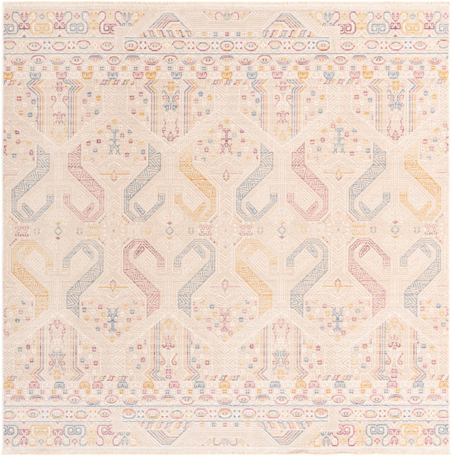 Ivory 7' 10 x 7' 10 Deepa Square Area Rug 100% Polyester Colorful Modern Contemporary Carpet for Home Decorating Living, Dining, Office & Bedrooms for Sale at Rug Engine