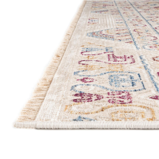 Ivory 2' x 6' Deepa Runner Area Rug 100% Polyester Colorful Modern Contemporary Carpet for Home Decorating Living, Dining, Office & Bedrooms for Sale at Rug Engine