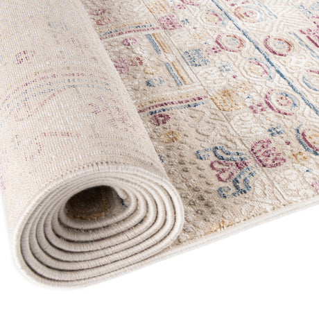Ivory 2' x 6' Deepa Runner Area Rug 100% Polyester Colorful Modern Contemporary Carpet for Home Decorating Living, Dining, Office & Bedrooms for Sale at Rug Engine