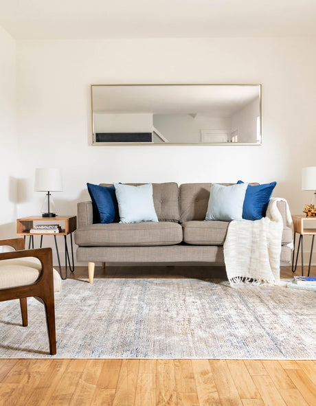 Gray Blue 2' x 3' Deepa Rectangle Area Rug 100% Polyester Colorful Modern Contemporary Carpet for Home Decorating Living, Dining, Office & Bedrooms for Sale at Rug Engine