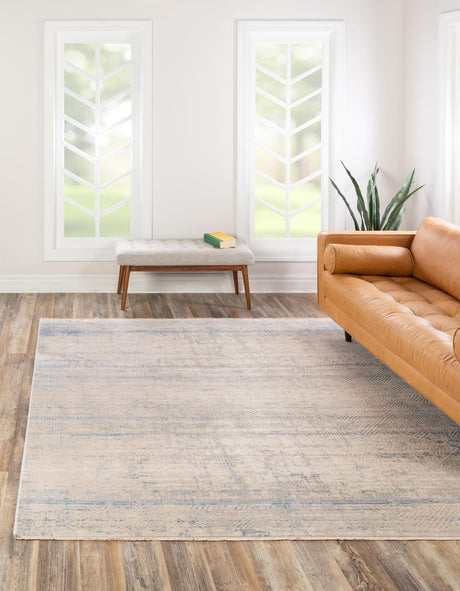 Gray Blue 7' 10 x 7' 10 Deepa Square Area Rug 100% Polyester Colorful Modern Contemporary Carpet for Home Decorating Living, Dining, Office & Bedrooms for Sale at Rug Engine