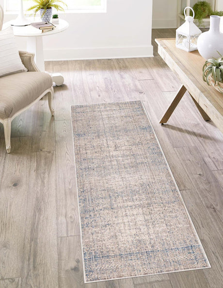 Gray Blue 2' x 8' Deepa Runner Area Rug 100% Polyester Colorful Modern Contemporary Carpet for Home Decorating Living, Dining, Office & Bedrooms for Sale at Rug Engine