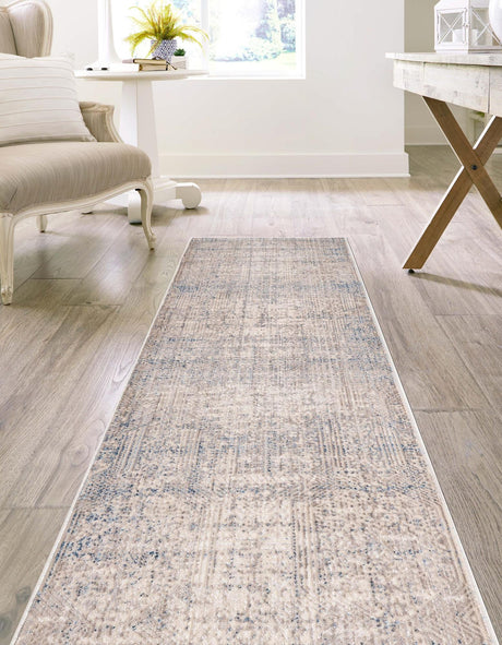 Gray Blue 2' x 8' Deepa Runner Area Rug 100% Polyester Colorful Modern Contemporary Carpet for Home Decorating Living, Dining, Office & Bedrooms for Sale at Rug Engine
