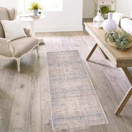 Gray Blue 2' x 8' Deepa Runner Area Rug 100% Polyester Colorful Modern Contemporary Carpet for Home Decorating Living, Dining, Office & Bedrooms for Sale at Rug Engine