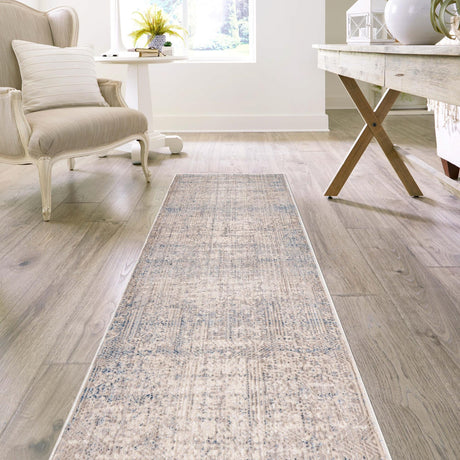 Gray Blue 2' x 8' Deepa Runner Area Rug 100% Polyester Colorful Modern Contemporary Carpet for Home Decorating Living, Dining, Office & Bedrooms for Sale at Rug Engine