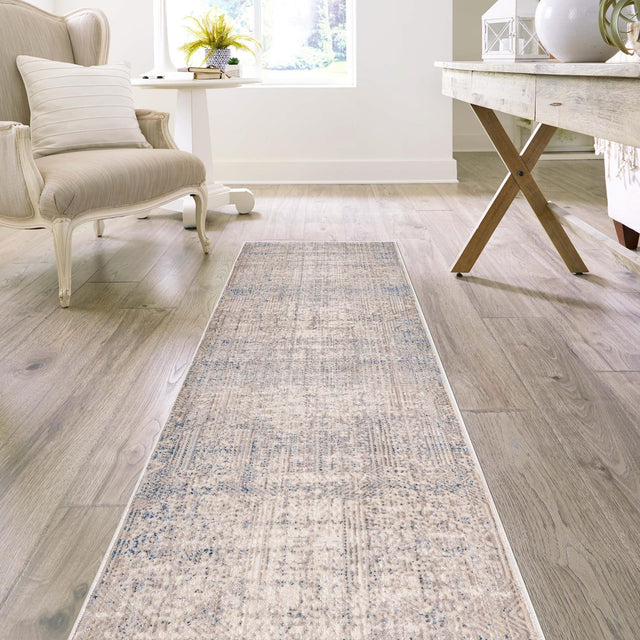 Gray Blue 2' x 8' Deepa Runner Area Rug 100% Polyester Colorful Modern Contemporary Carpet for Home Decorating Living, Dining, Office & Bedrooms for Sale at Rug Engine