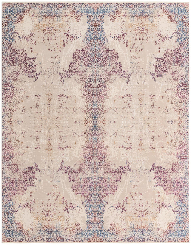 Ivory 9' x 11' 7 Deepa Rectangle Area Rug 100% Polyester Colorful Modern Contemporary Carpet for Home Decorating Living, Dining, Office & Bedrooms for Sale at Rug Engine