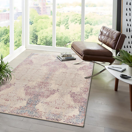 Ivory 6' x 8' 9 Deepa Rectangle Area Rug 100% Polyester Colorful Modern Contemporary Carpet for Home Decorating Living, Dining, Office & Bedrooms for Sale at Rug Engine