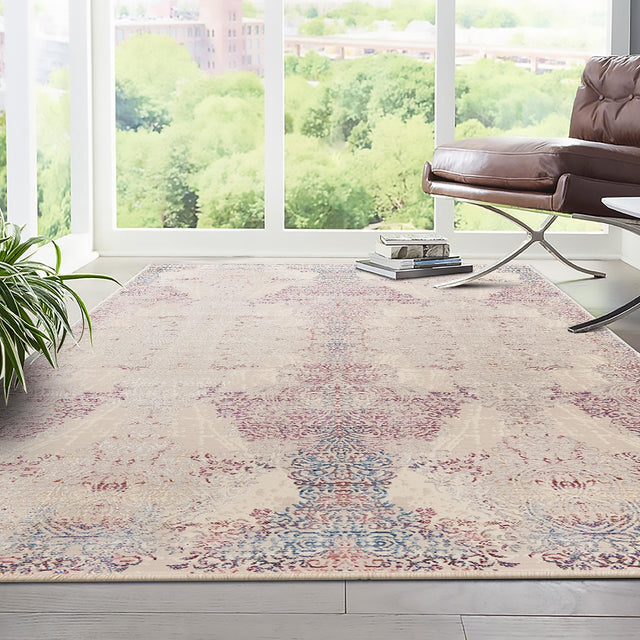 Ivory 10' x 13' 8 Deepa Rectangle Area Rug 100% Polyester Colorful Modern Contemporary Carpet for Home Decorating Living, Dining, Office & Bedrooms for Sale at Rug Engine