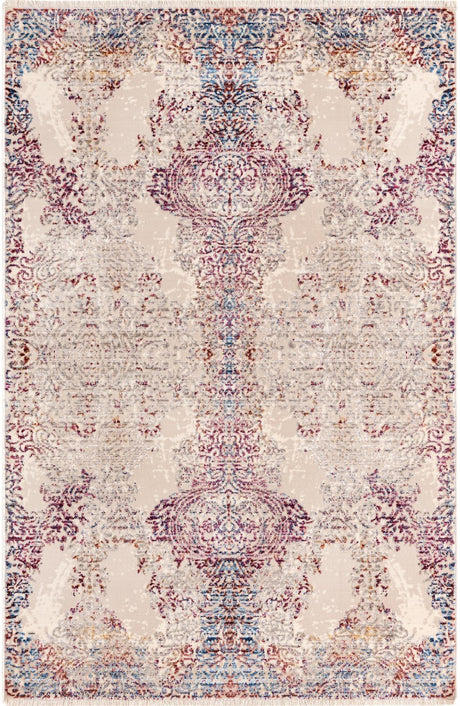 Ivory 3' 3 x 5' Deepa Rectangle Area Rug 100% Polyester Colorful Modern Contemporary Carpet for Home Decorating Living, Dining, Office & Bedrooms for Sale at Rug Engine